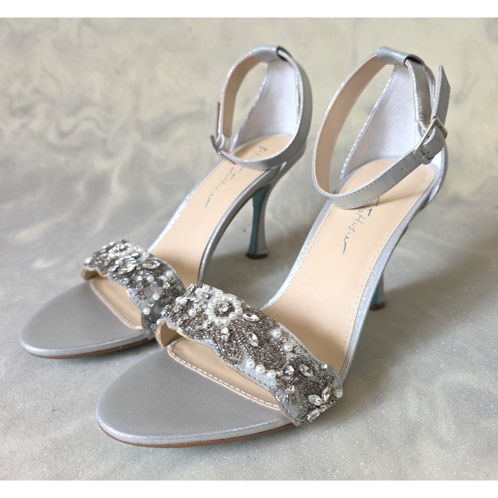 Betsey Johnson SB-Devan Crystal Embellished Sandal Heels Size 9.5 M